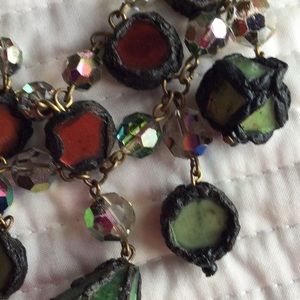 Vintage colorful rhinestone collar necklace